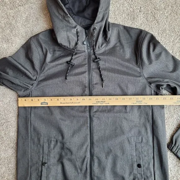 Nomad Jacket Mens Sz M Tech Fleece Lined Hooded Full Zip Snap Pockets Gray READ - Picture 5 of 15